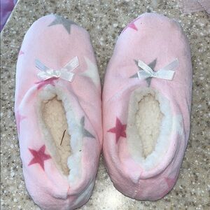 New Pink Starry Kids Fleece Slippers